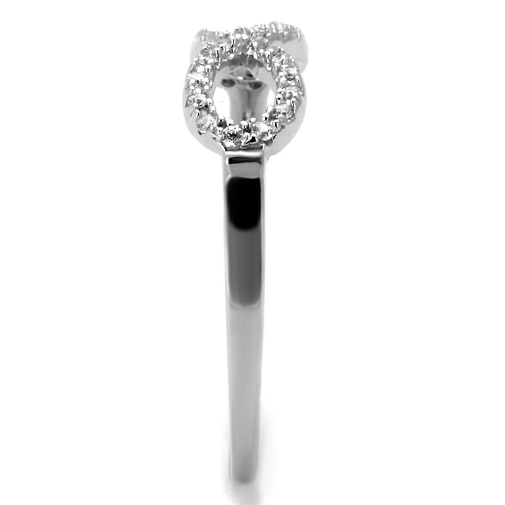 TS487 - Rhodium 925 Sterling Silver Ring with AAA Grade CZ  in Clear-3