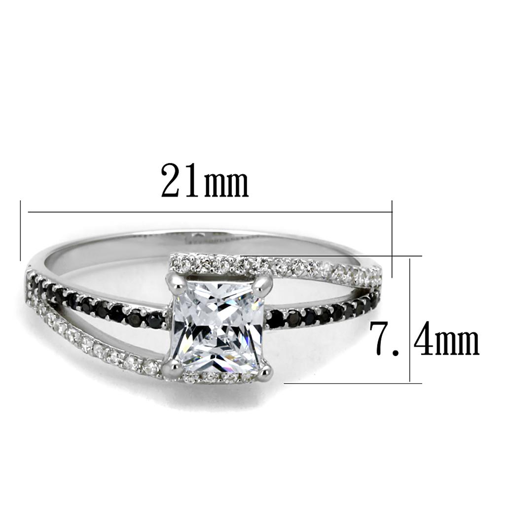 TS488 - Rhodium 925 Sterling Silver Ring with AAA Grade CZ  in Clear-1