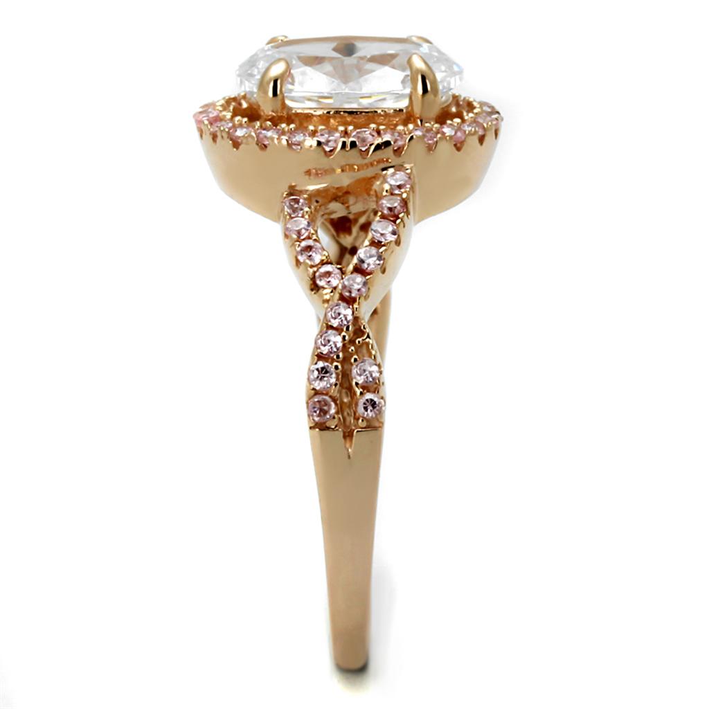 TS489 - Rose Gold 925 Sterling Silver Ring with AAA Grade CZ  in Clear-3