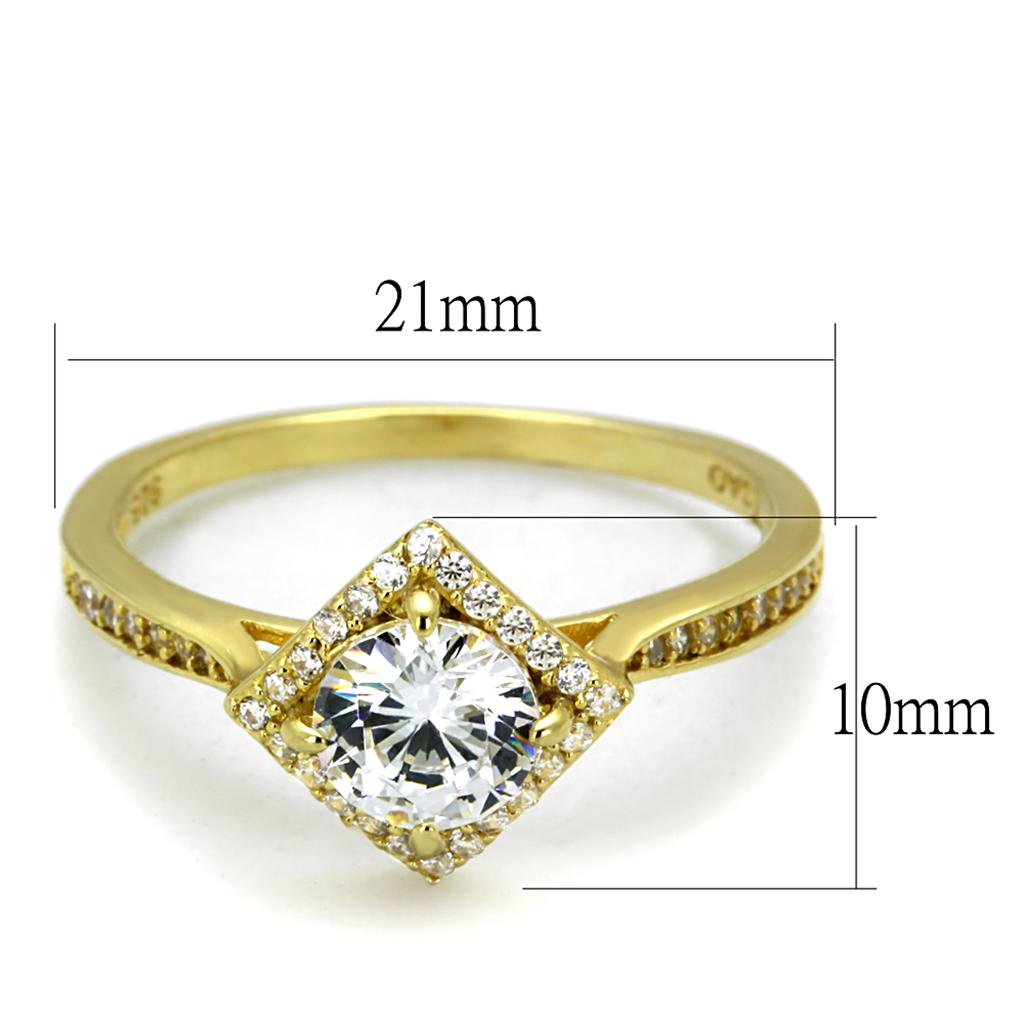 TS500 - Gold 925 Sterling Silver Ring with AAA Grade CZ  in Clear-1