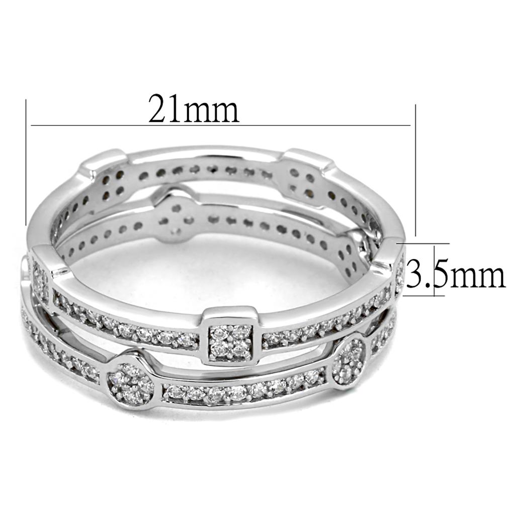 TS503 - Rhodium 925 Sterling Silver Ring with AAA Grade CZ  in Clear-1
