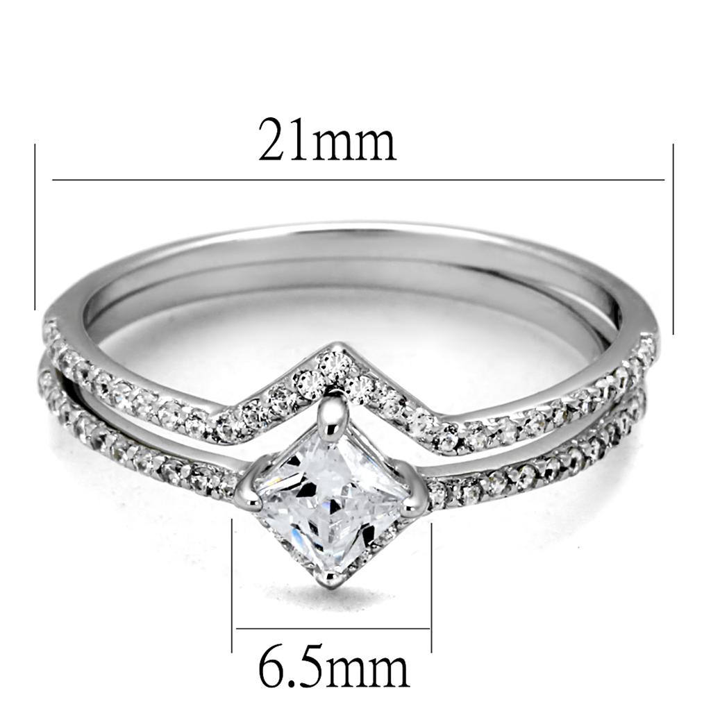 TS504 - Rhodium 925 Sterling Silver Ring with AAA Grade CZ  in Clear-1