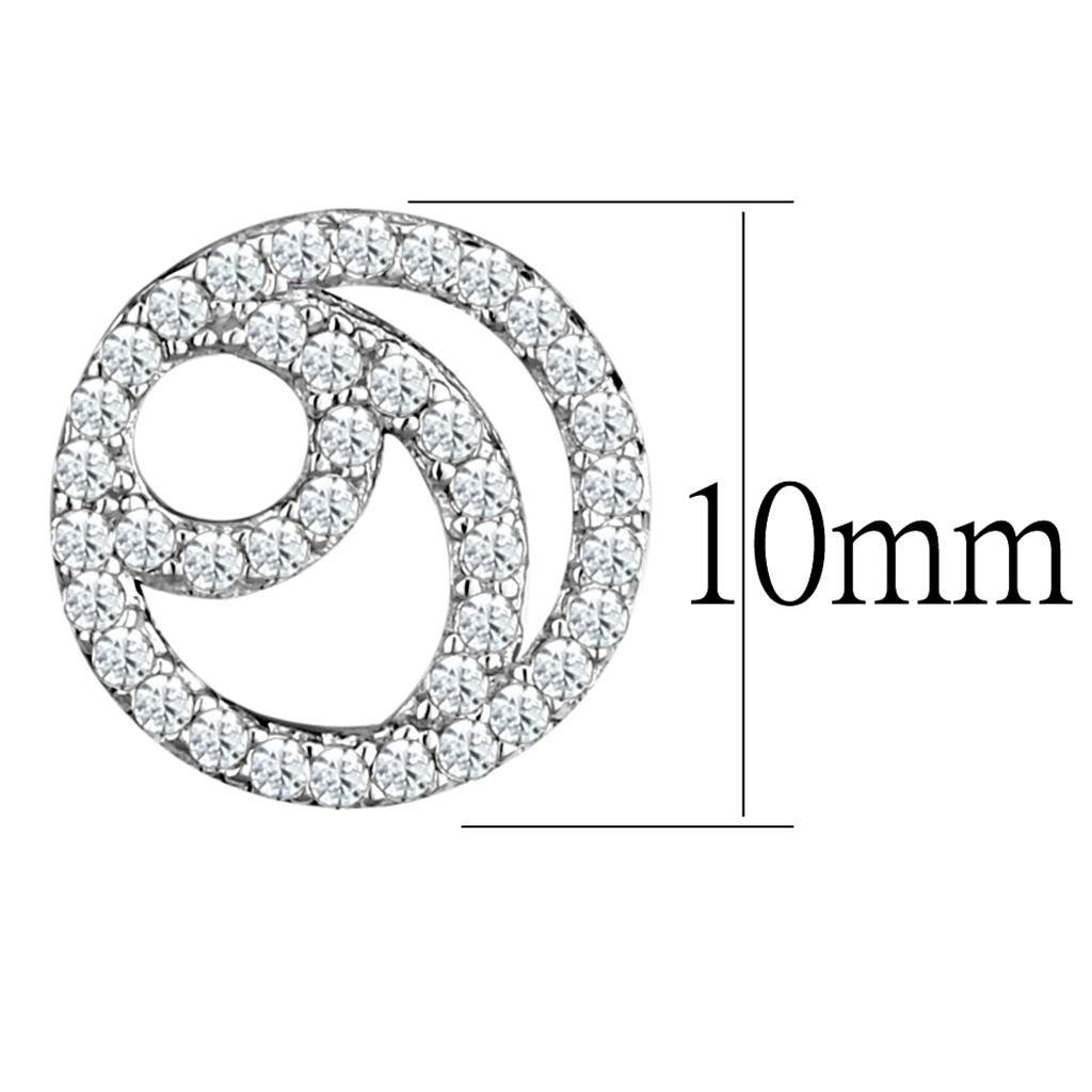 TS511 - Rhodium 925 Sterling Silver Earrings with AAA Grade CZ  in Clear-1