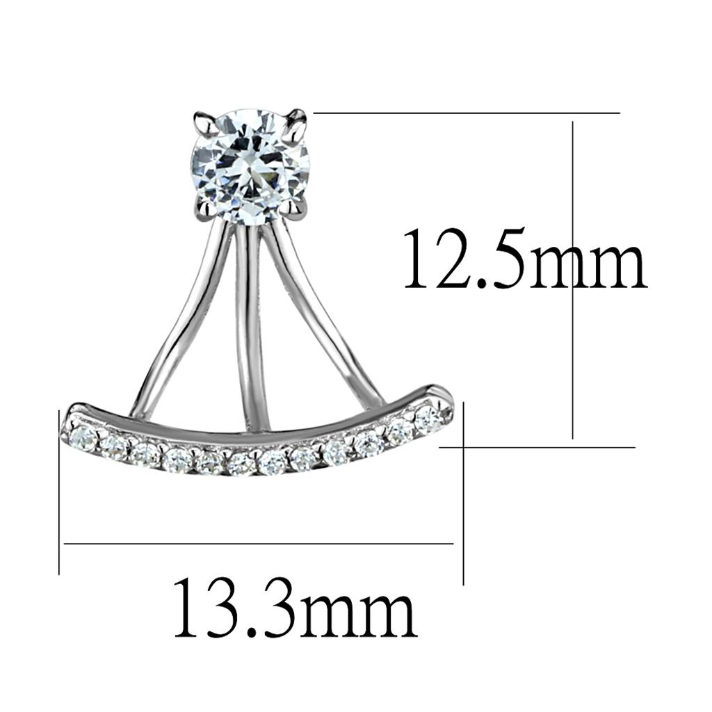 TS512 - Rhodium 925 Sterling Silver Earrings with AAA Grade CZ  in Clear-1