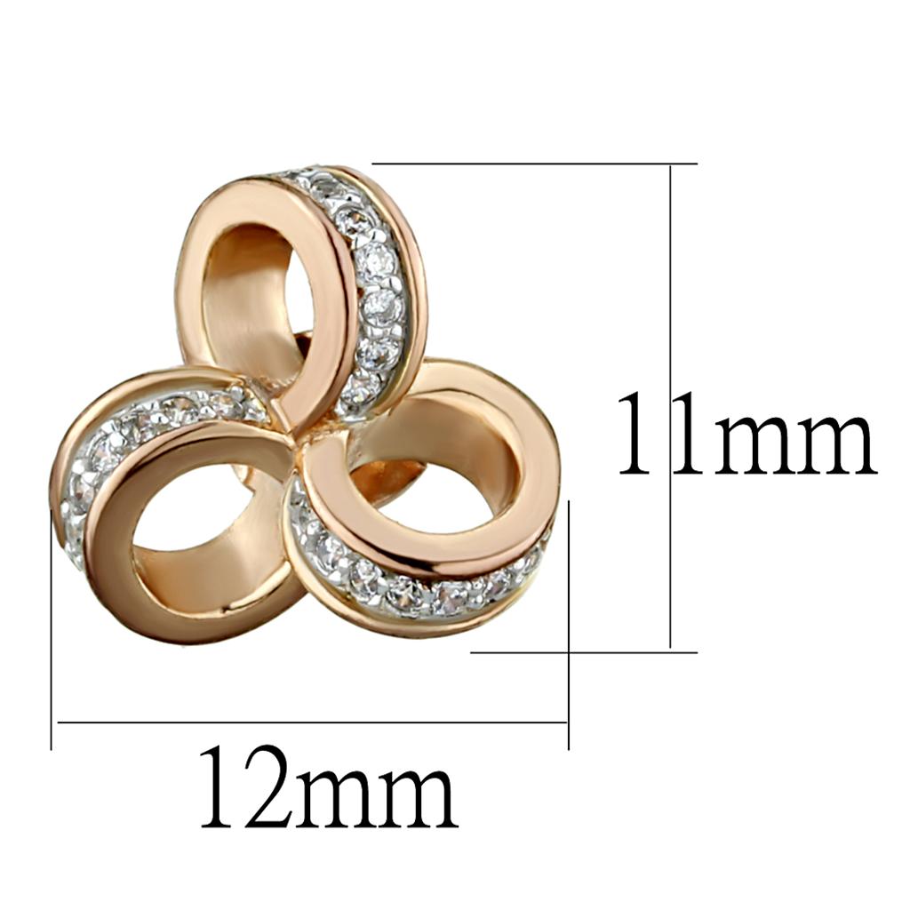 TS513 - Rose Gold + Rhodium 925 Sterling Silver Earrings with AAA Grade CZ  in Clear-1