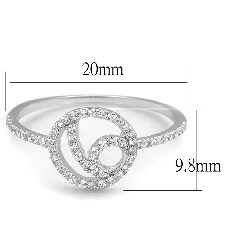 TS519 - Rhodium 925 Sterling Silver Ring with AAA Grade CZ  in Clear-1