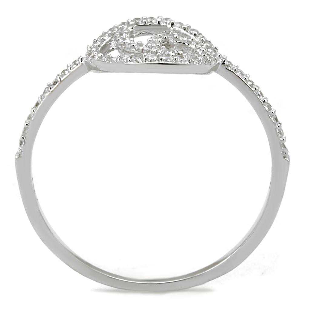 TS519 - Rhodium 925 Sterling Silver Ring with AAA Grade CZ  in Clear-2
