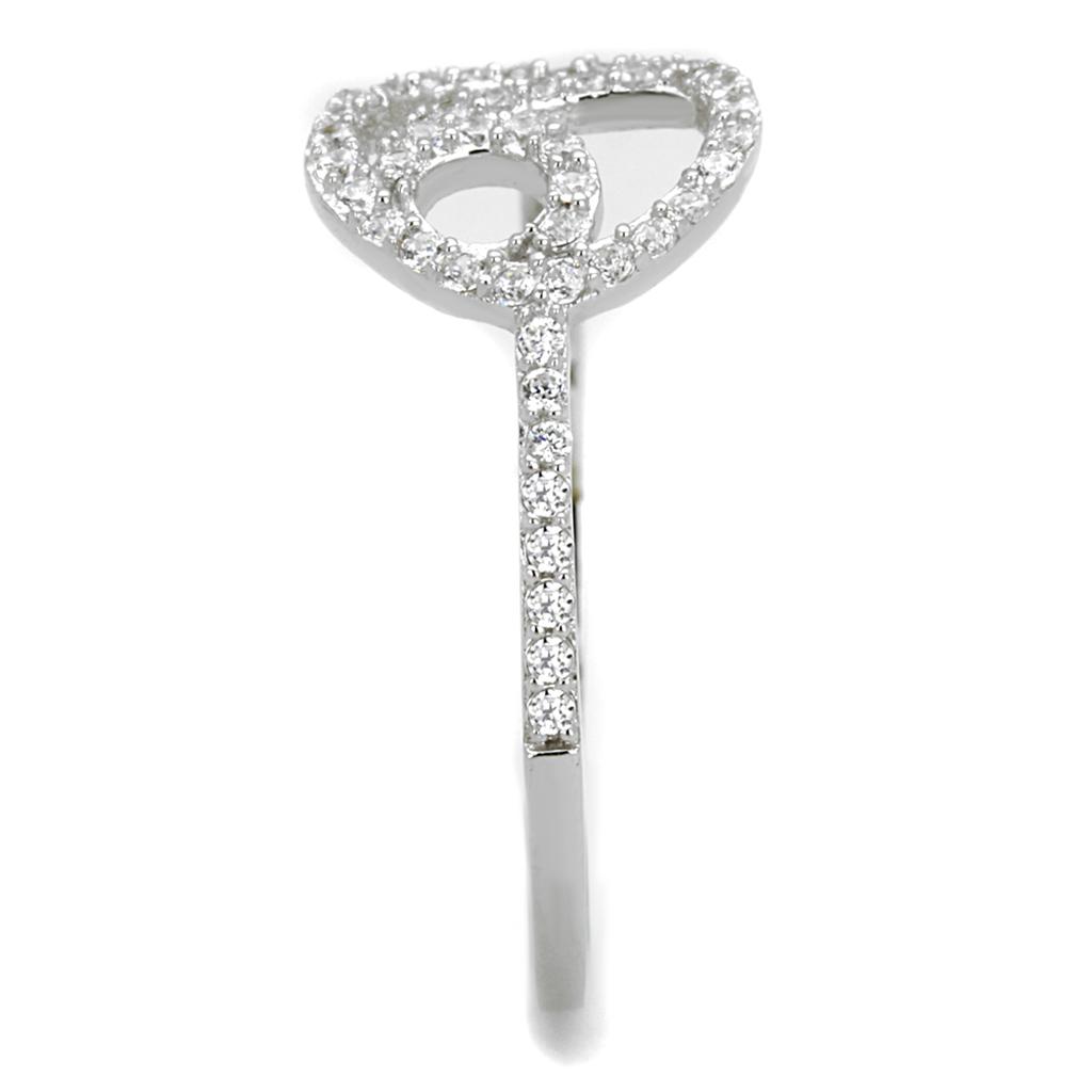 TS519 - Rhodium 925 Sterling Silver Ring with AAA Grade CZ  in Clear-3
