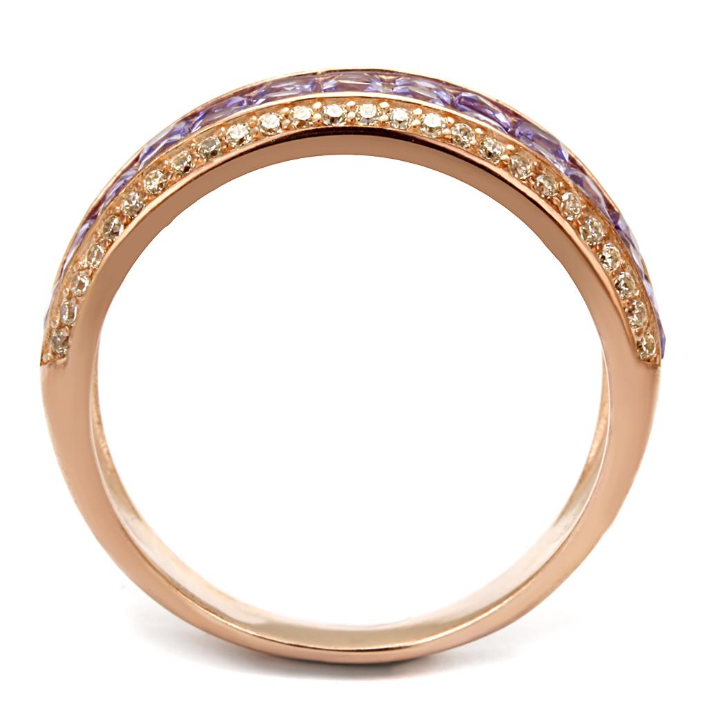 TS525 - Rose Gold 925 Sterling Silver Ring with AAA Grade CZ  in Amethyst-2