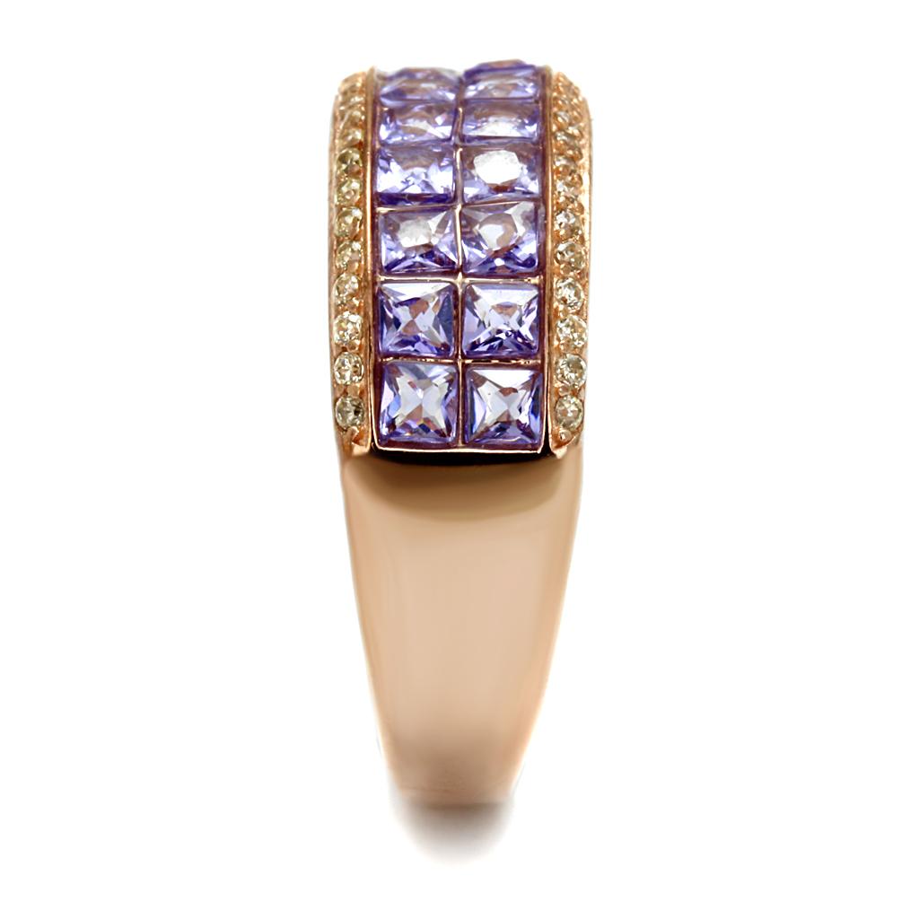 TS525 - Rose Gold 925 Sterling Silver Ring with AAA Grade CZ  in Amethyst-3