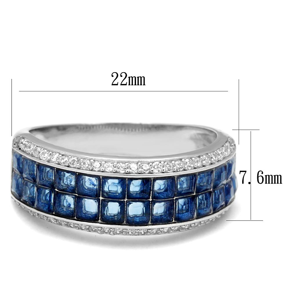 TS526 - Rhodium 925 Sterling Silver Ring with Synthetic Synthetic Glass in Montana-1