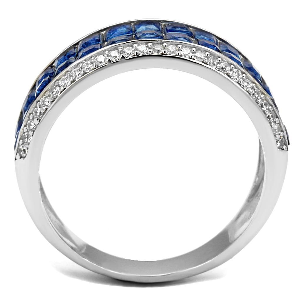TS526 - Rhodium 925 Sterling Silver Ring with Synthetic Synthetic Glass in Montana-2