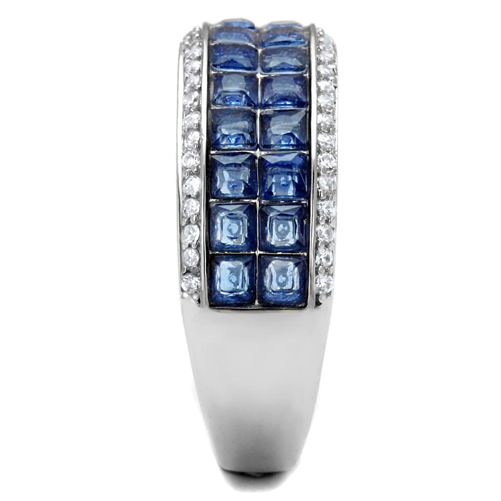 TS526 - Rhodium 925 Sterling Silver Ring with Synthetic Synthetic Glass in Montana-3