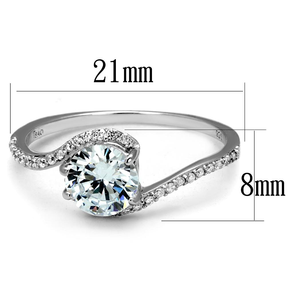 TS536 - Rhodium 925 Sterling Silver Ring with AAA Grade CZ  in Clear-1