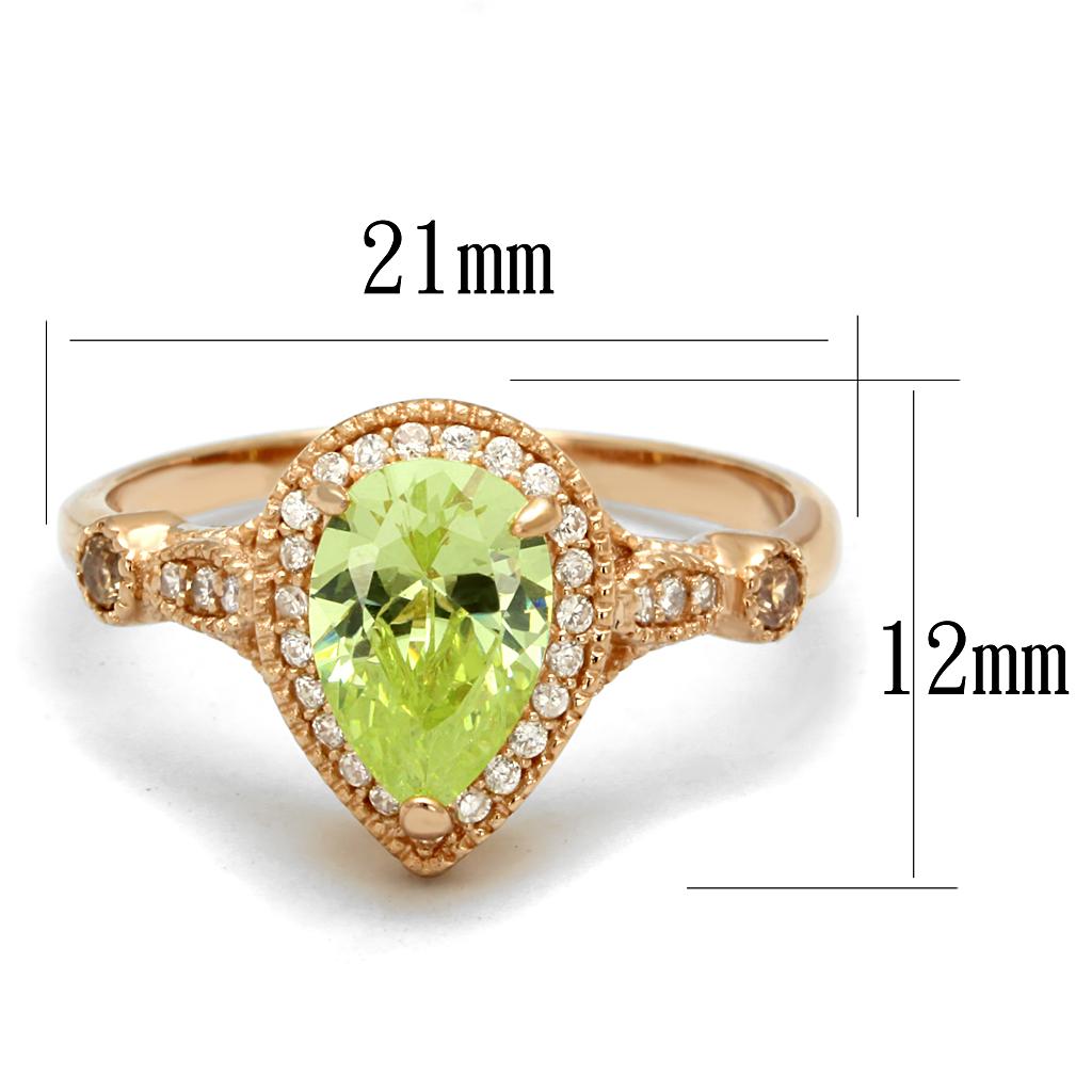 TS538 - Rose Gold 925 Sterling Silver Ring with AAA Grade CZ  in Apple Green color-1