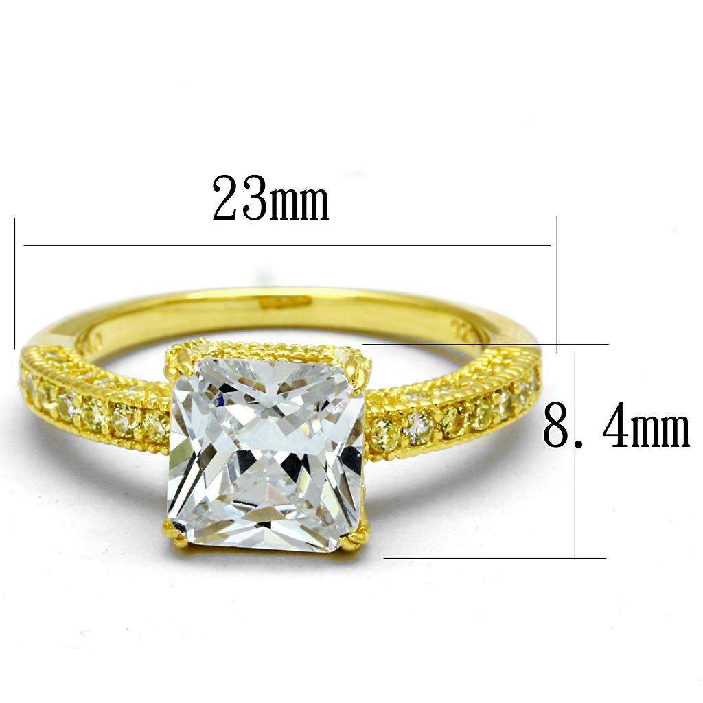 TS539 - Gold 925 Sterling Silver Ring with AAA Grade CZ  in Clear-1