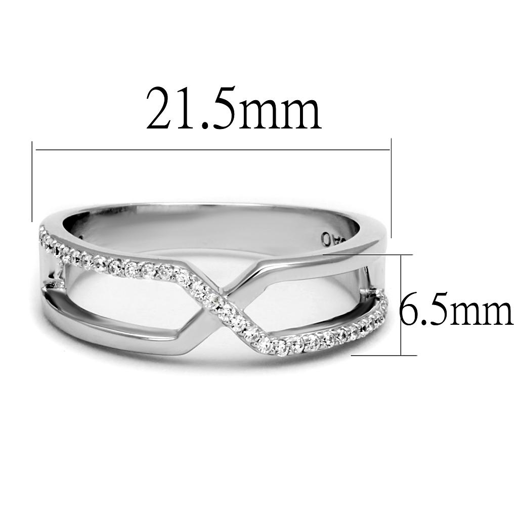 TS540 - Rhodium 925 Sterling Silver Ring with AAA Grade CZ  in Clear-1