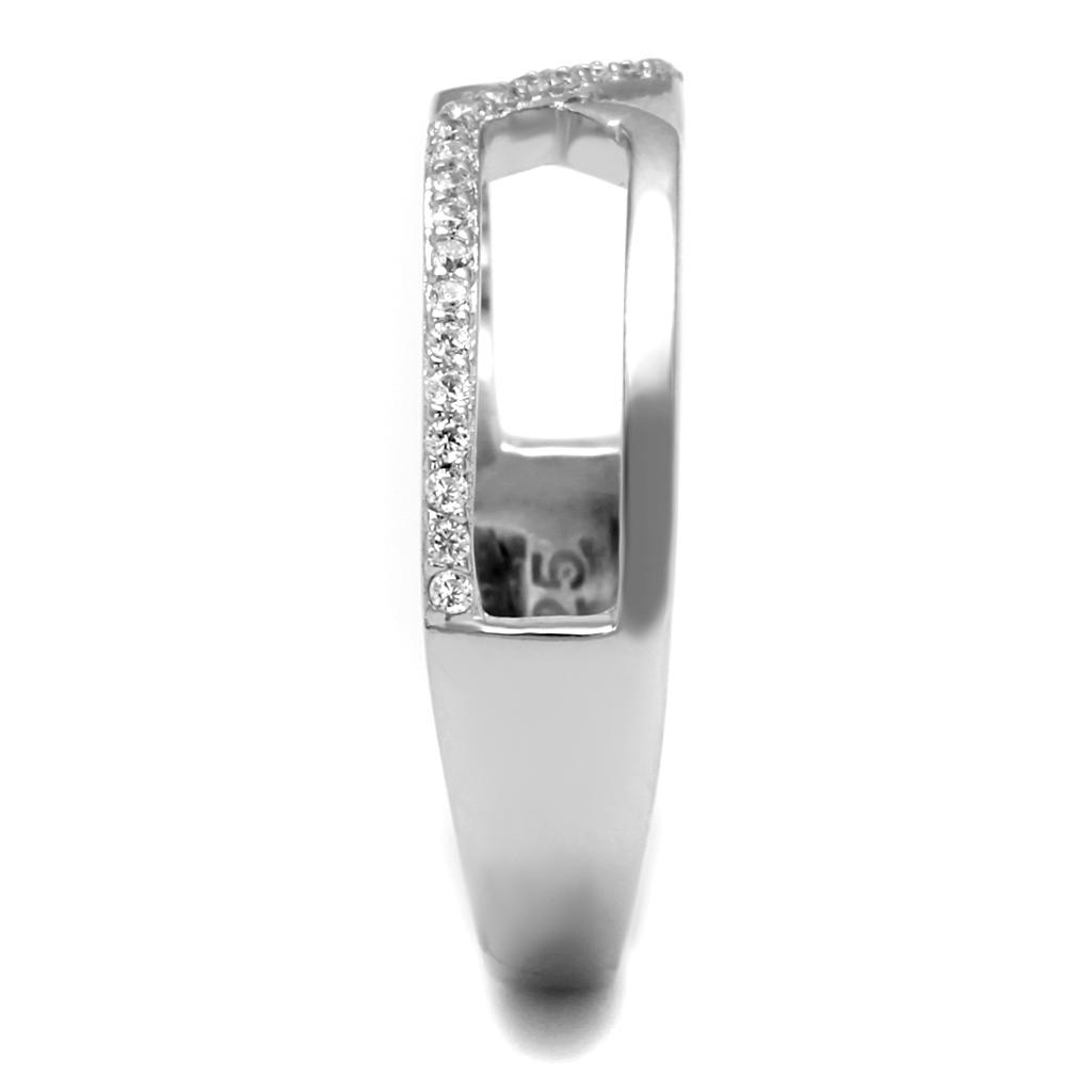TS540 - Rhodium 925 Sterling Silver Ring with AAA Grade CZ  in Clear-3