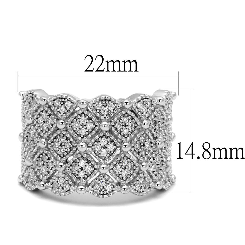 TS546 - Rhodium 925 Sterling Silver Ring with AAA Grade CZ  in Clear-1