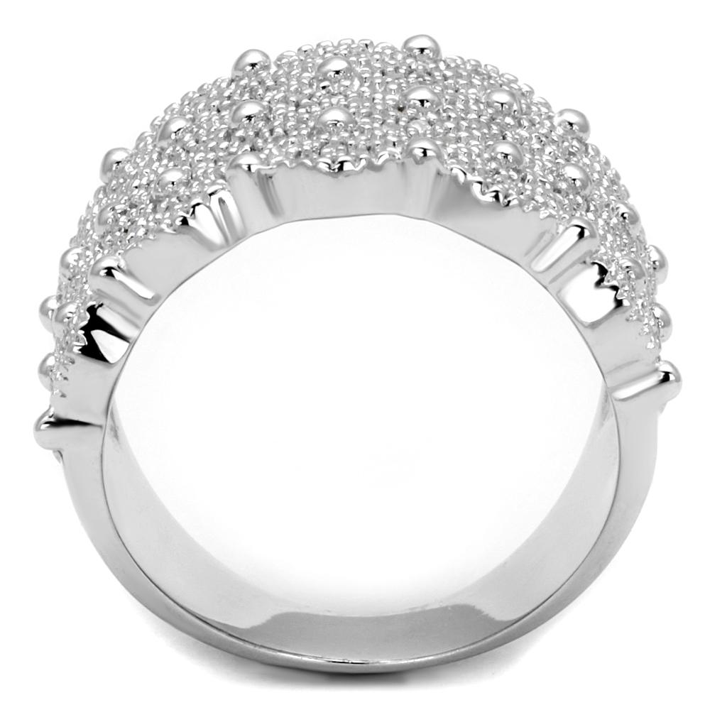 TS546 - Rhodium 925 Sterling Silver Ring with AAA Grade CZ  in Clear-2
