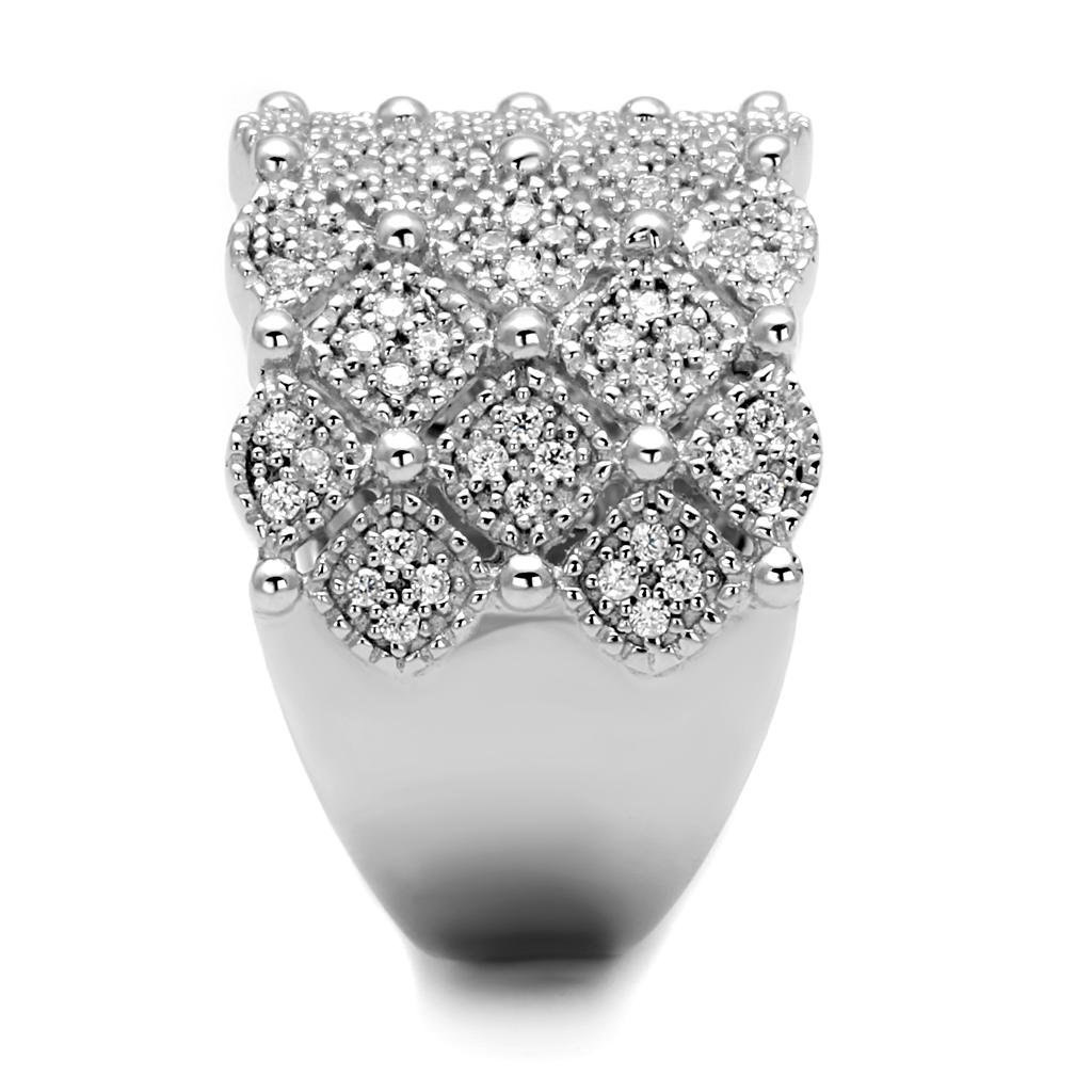 TS546 - Rhodium 925 Sterling Silver Ring with AAA Grade CZ  in Clear-3