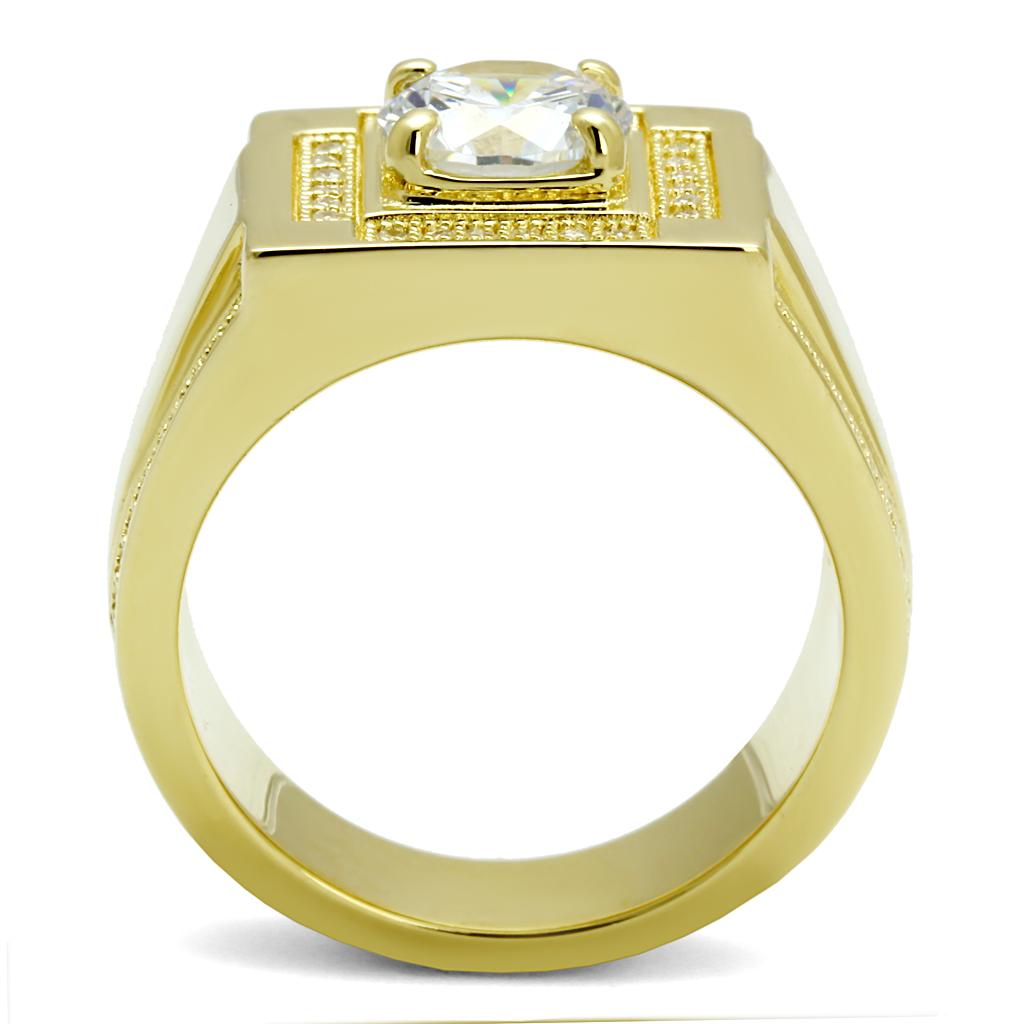 TS552 - Gold 925 Sterling Silver Ring with AAA Grade CZ  in Clear-2
