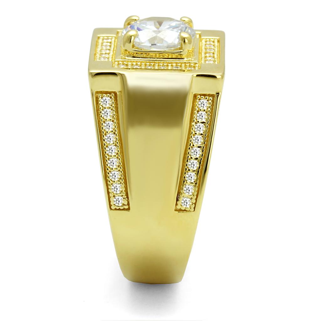 TS552 - Gold 925 Sterling Silver Ring with AAA Grade CZ  in Clear-3