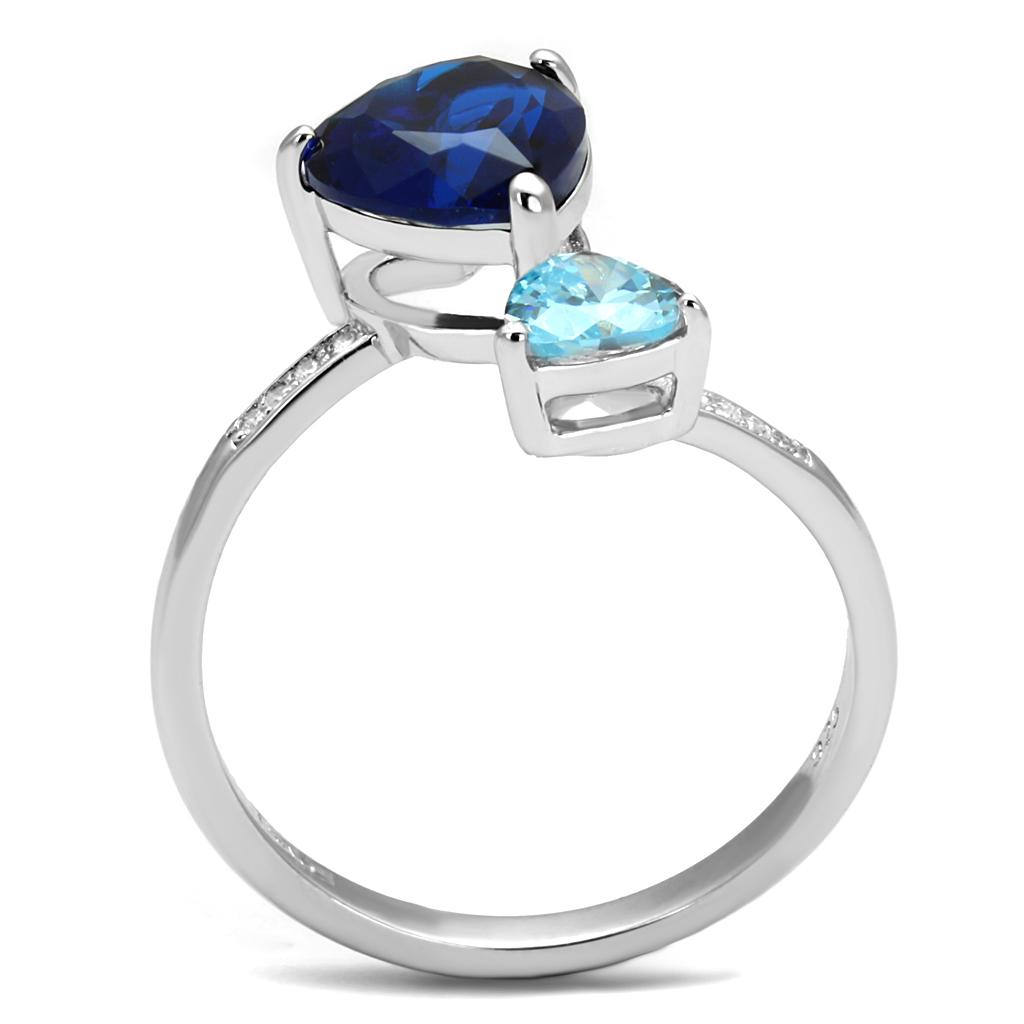 TS554 - Rhodium 925 Sterling Silver Ring with Synthetic Synthetic Glass in Montana-2