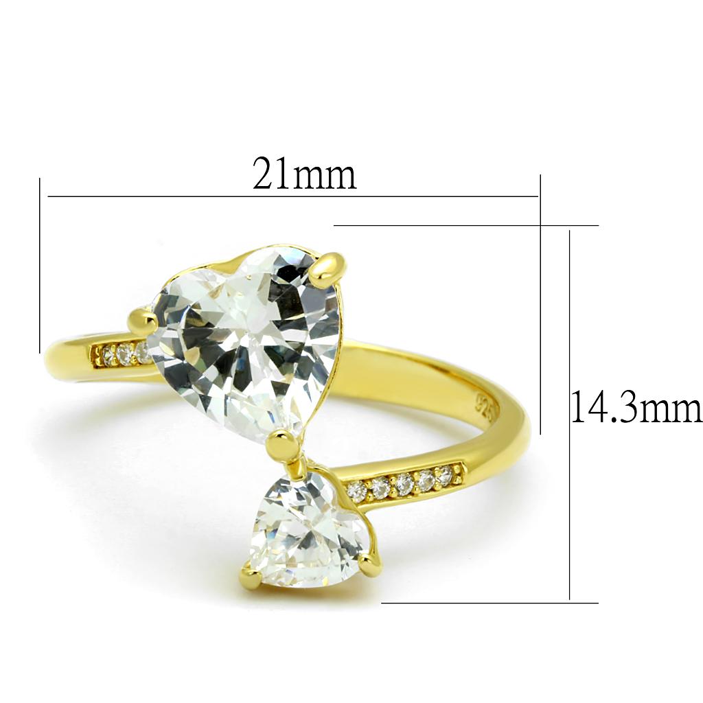 TS555 - Gold 925 Sterling Silver Ring with AAA Grade CZ  in Clear-1