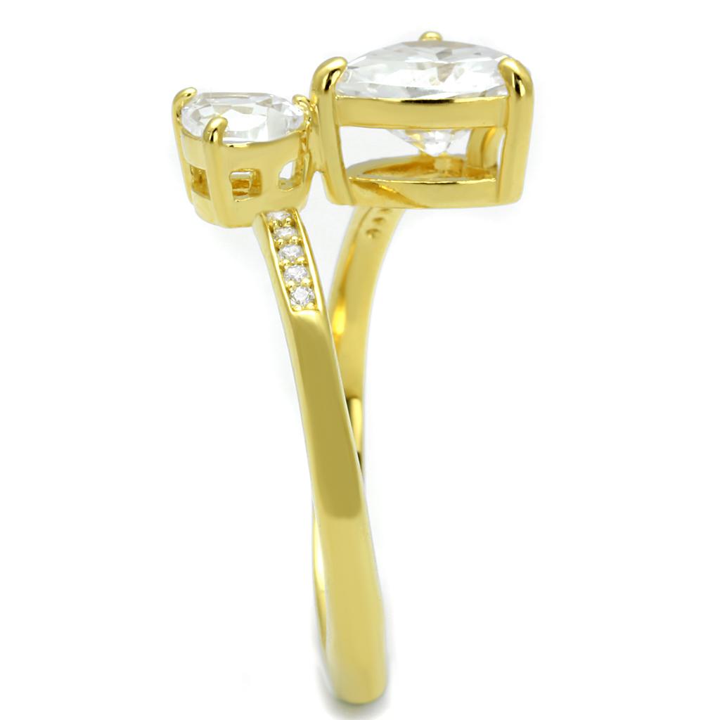 TS555 - Gold 925 Sterling Silver Ring with AAA Grade CZ  in Clear-3