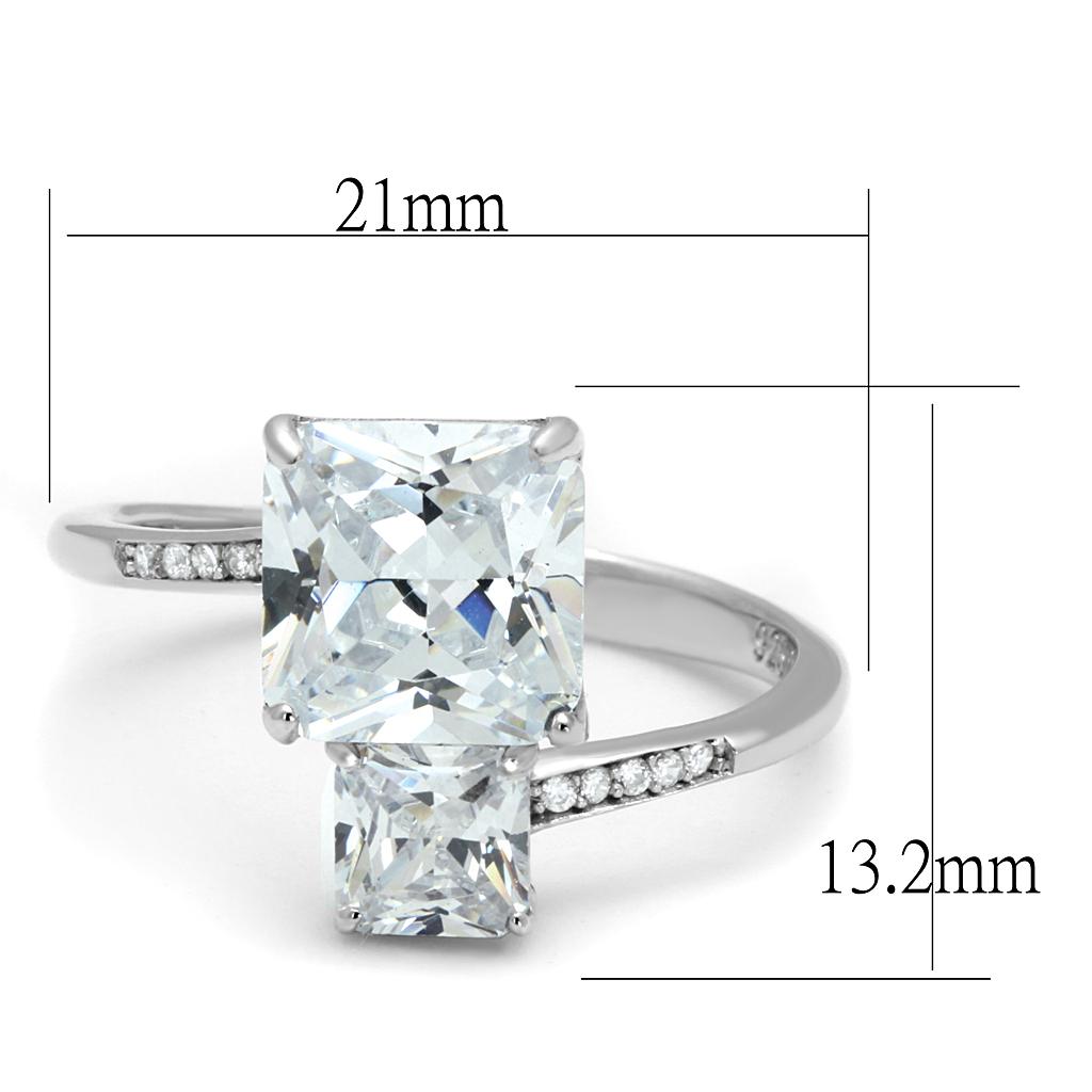 TS557 - Rhodium 925 Sterling Silver Ring with AAA Grade CZ  in Clear-1