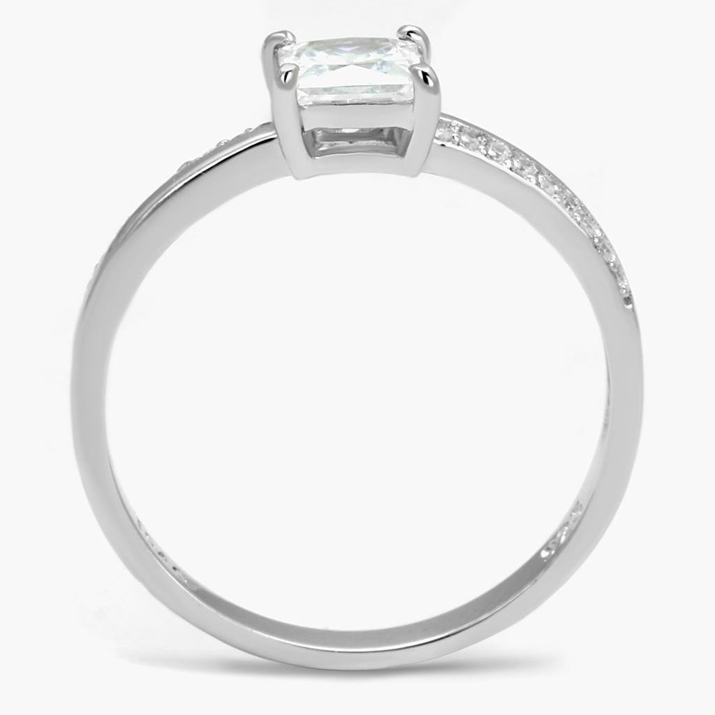 TS558 - Rhodium 925 Sterling Silver Ring with AAA Grade CZ  in Clear-2
