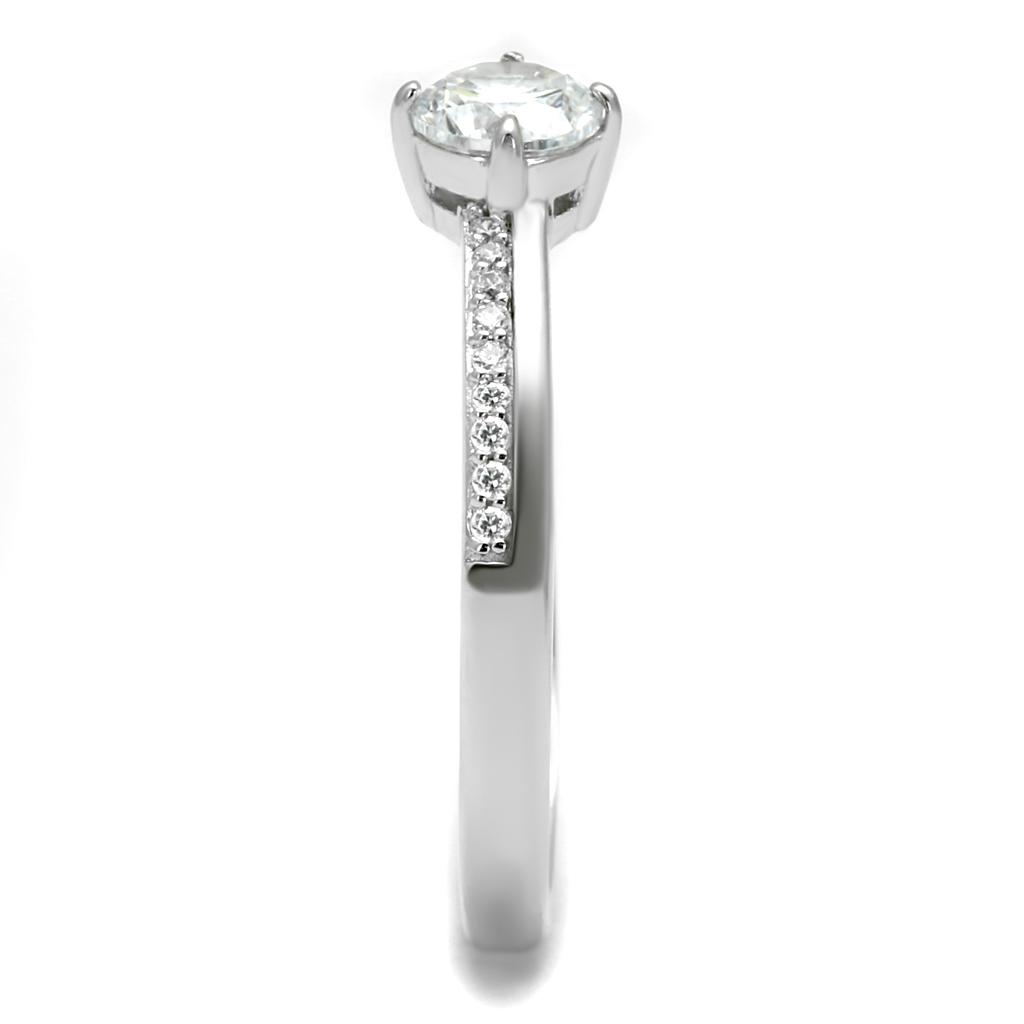 TS560 - Rhodium 925 Sterling Silver Ring with AAA Grade CZ  in Clear-3