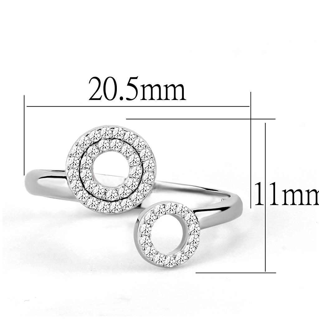 TS567 - Rhodium 925 Sterling Silver Ring with AAA Grade CZ  in Clear-1