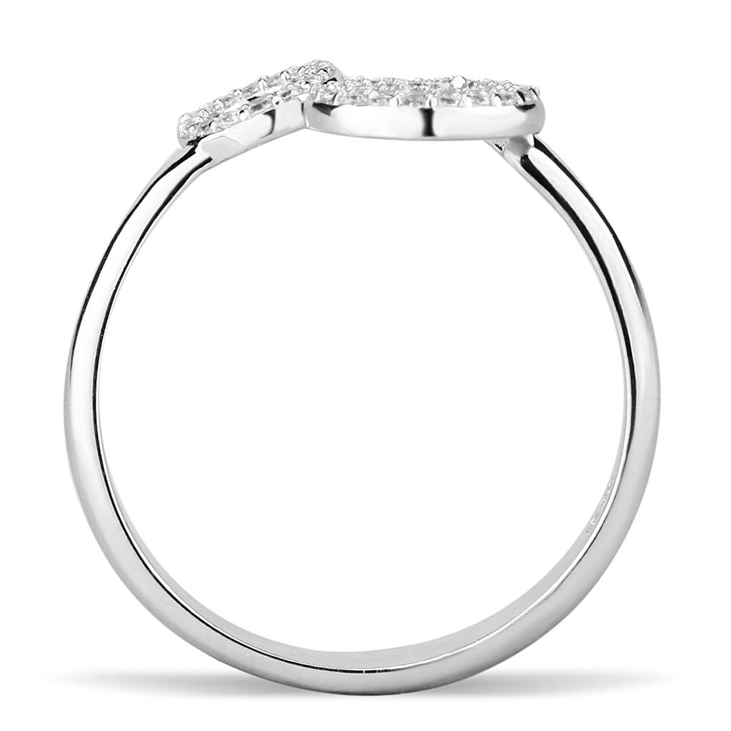 TS567 - Rhodium 925 Sterling Silver Ring with AAA Grade CZ  in Clear-2