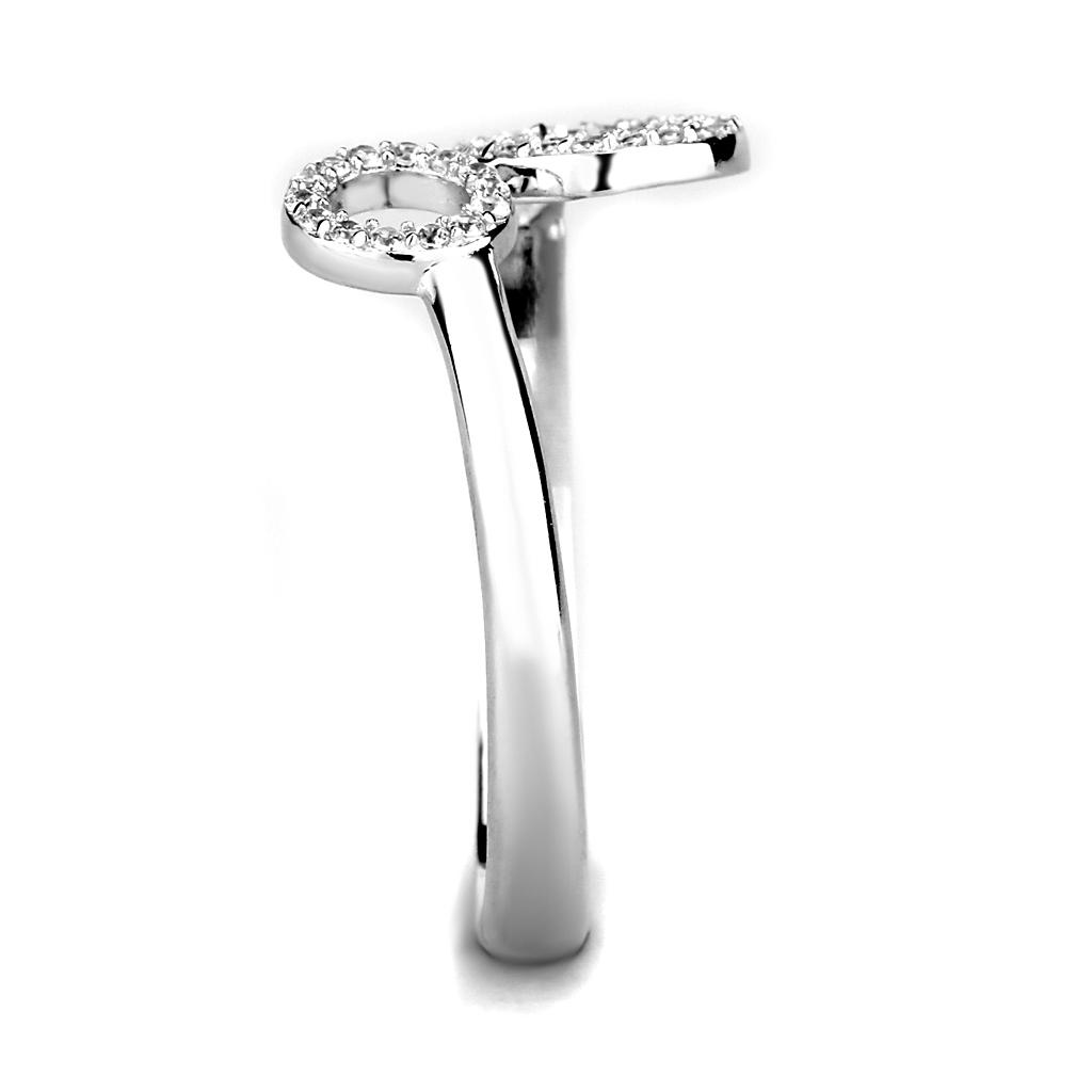 TS567 - Rhodium 925 Sterling Silver Ring with AAA Grade CZ  in Clear-3
