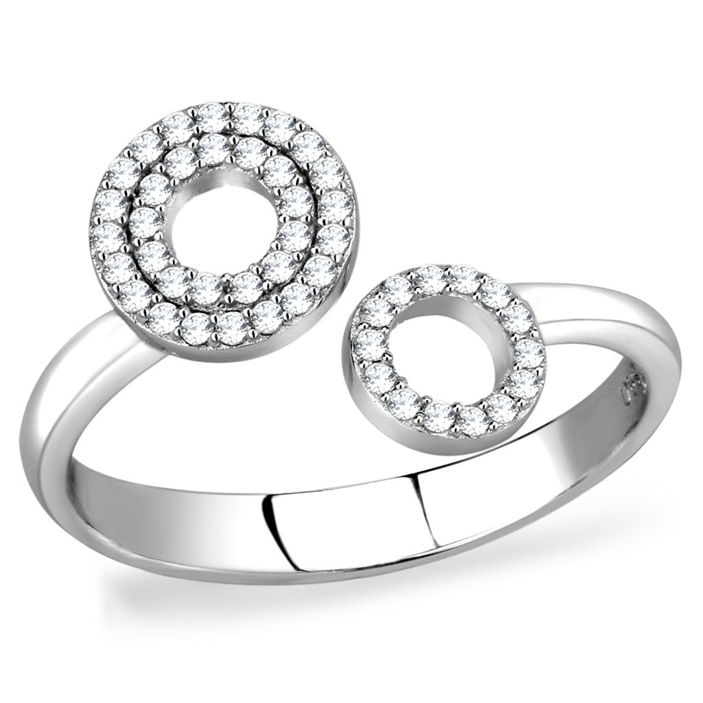 TS567 - Rhodium 925 Sterling Silver Ring with AAA Grade CZ  in Clear-4