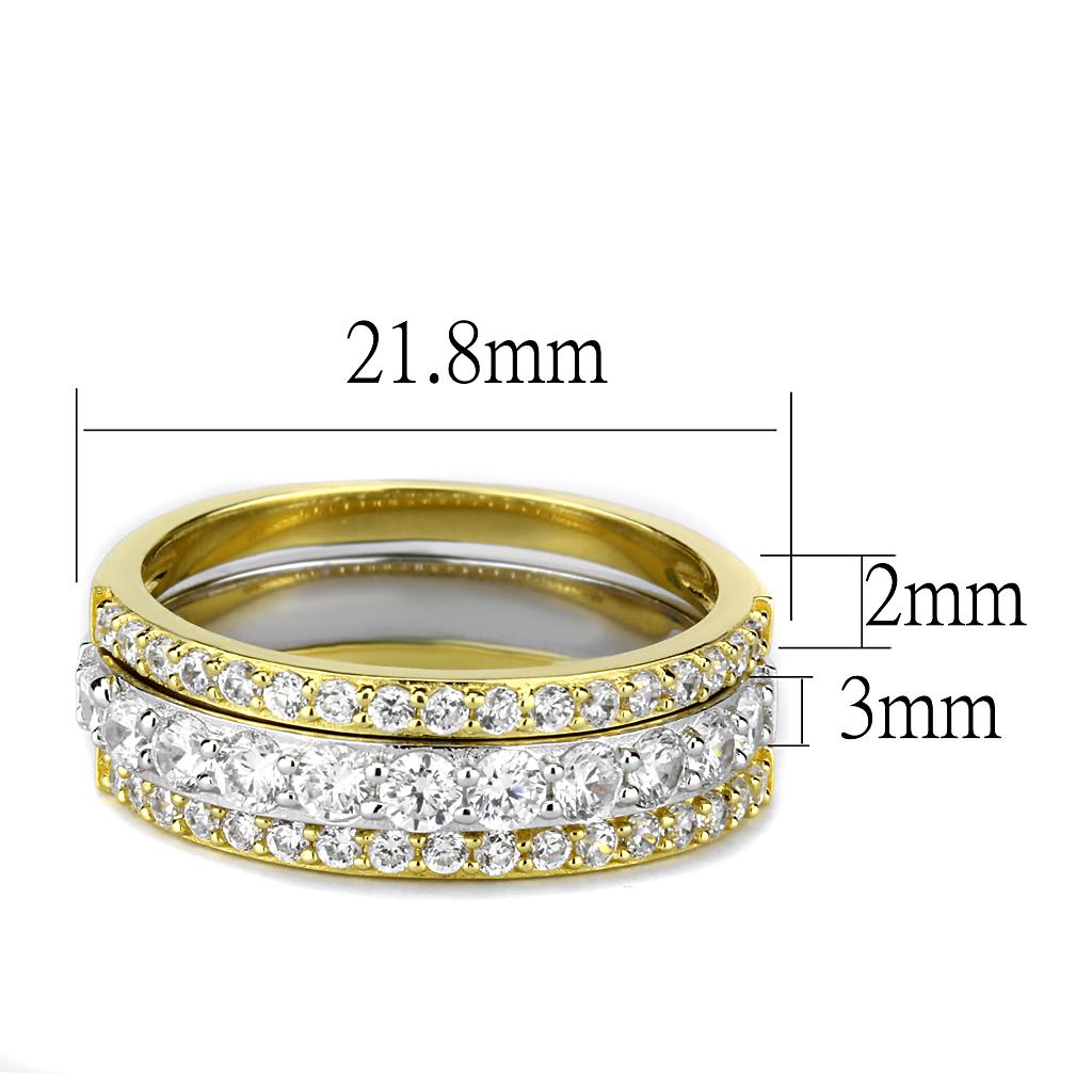 TS568 - Gold+Rhodium 925 Sterling Silver Ring with AAA Grade CZ  in Clear-1