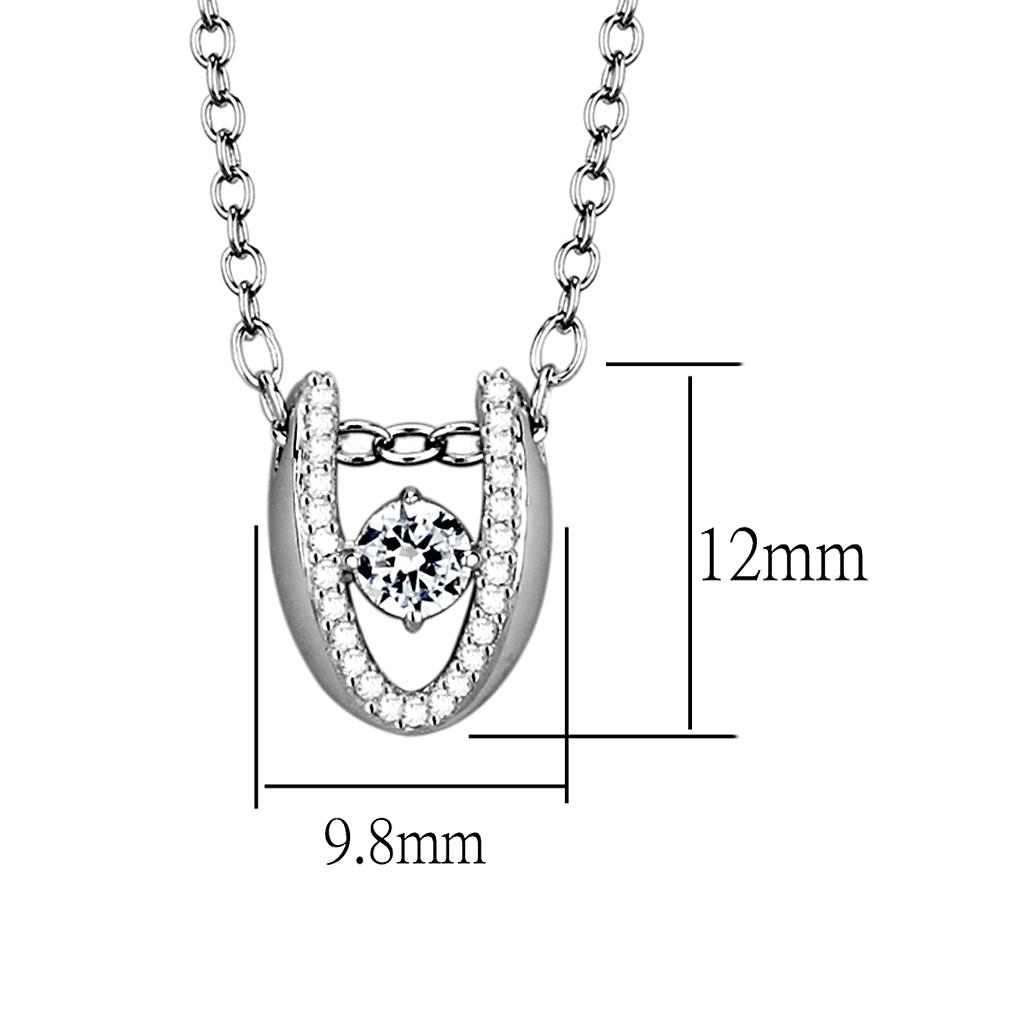 TS572 - Rhodium 925 Sterling Silver Necklace with AAA Grade CZ  in Clear-1