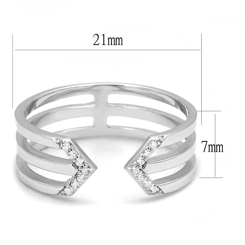 TS574 - Rhodium 925 Sterling Silver Ring with AAA Grade CZ  in Clear-1