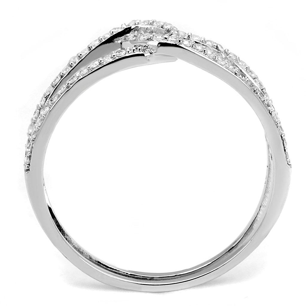 TS575 - Rhodium 925 Sterling Silver Ring with AAA Grade CZ  in Clear-2