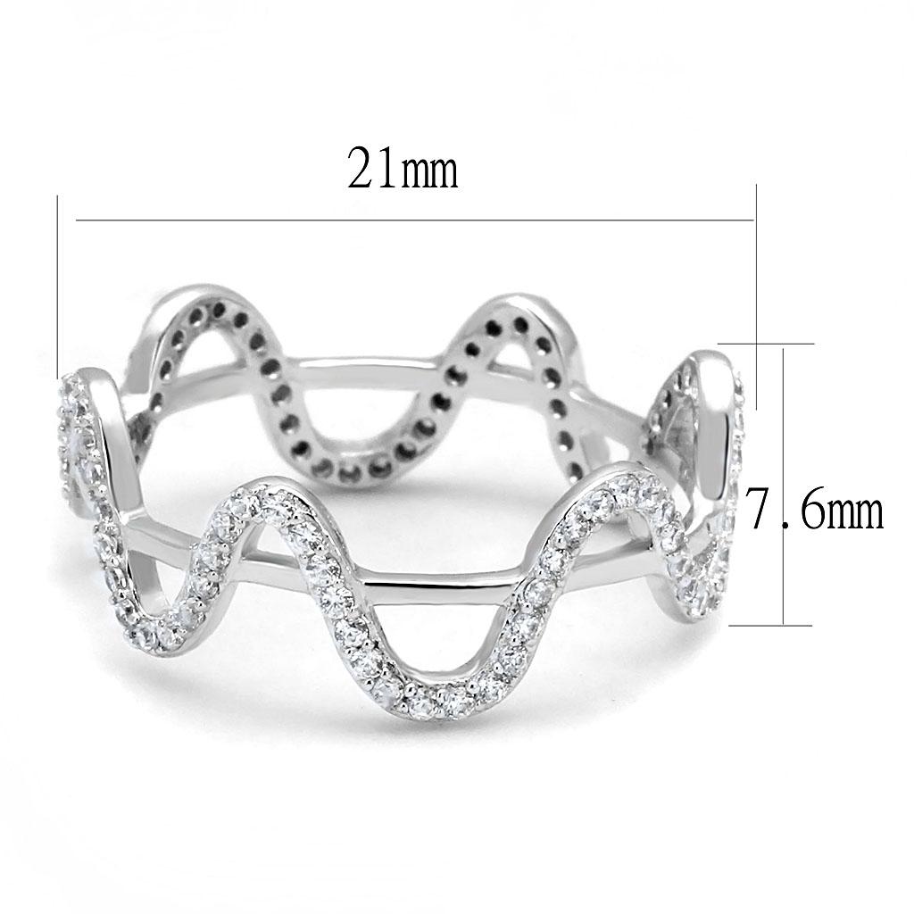 TS576 - Rhodium 925 Sterling Silver Ring with AAA Grade CZ  in Clear-1