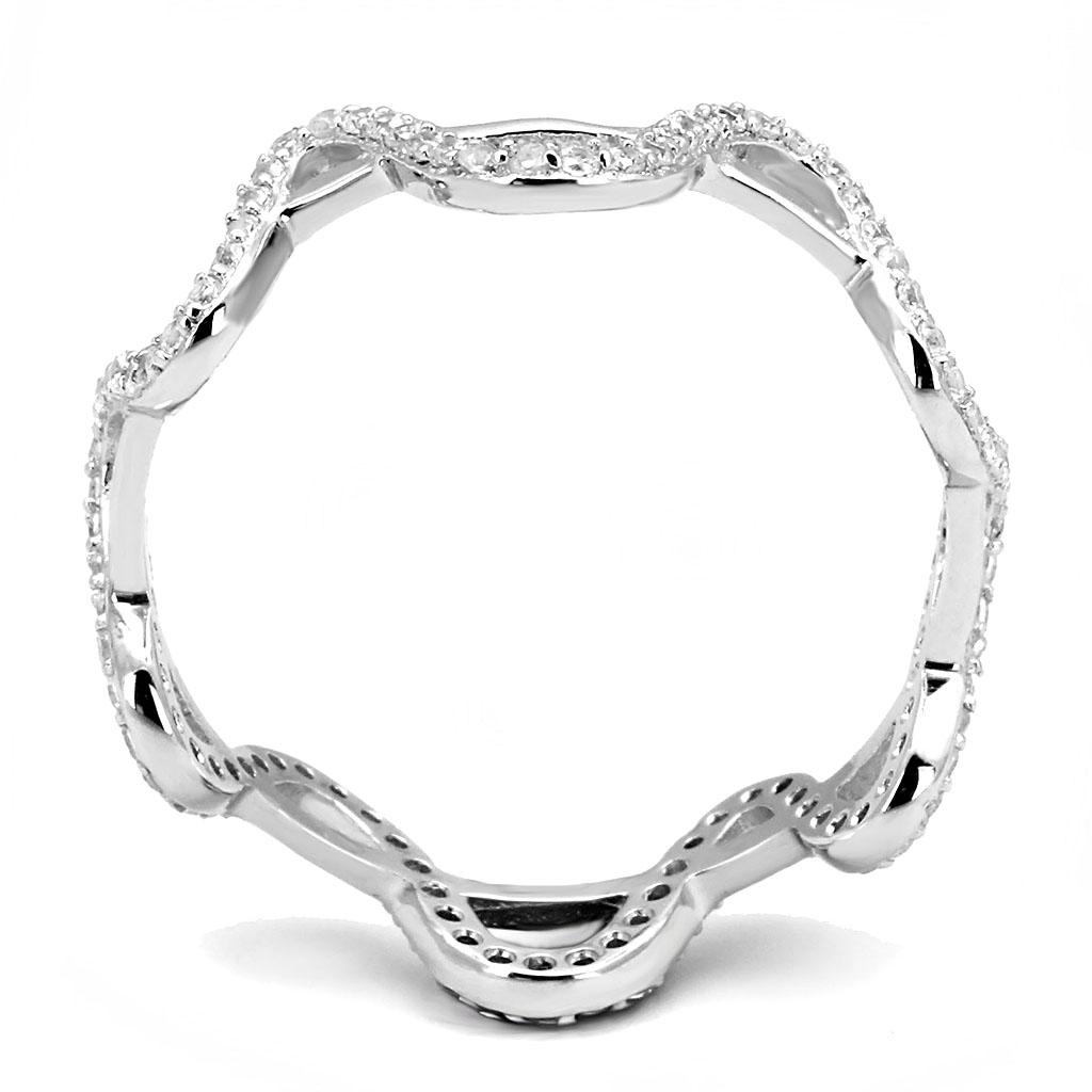 TS576 - Rhodium 925 Sterling Silver Ring with AAA Grade CZ  in Clear-2