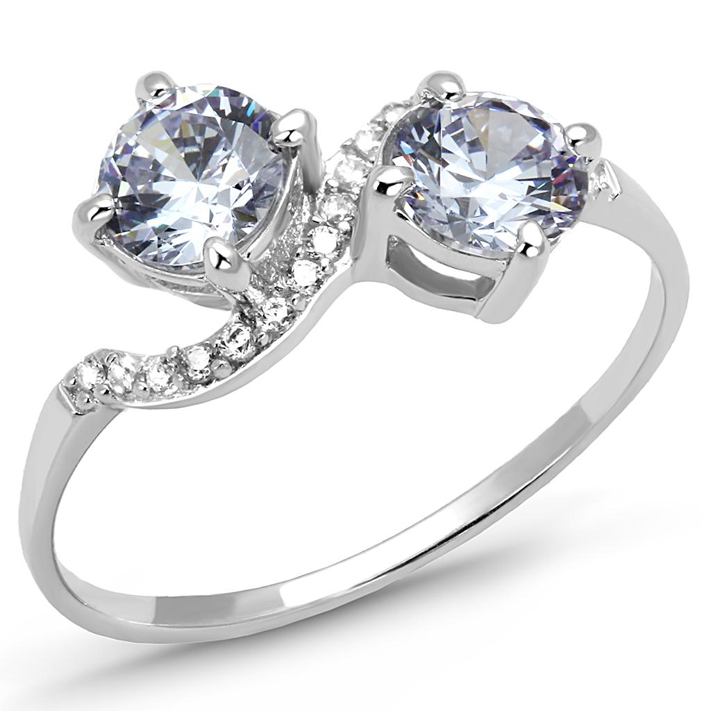 TS577 - Rhodium 925 Sterling Silver Ring with AAA Grade CZ  in Light Amethyst-4