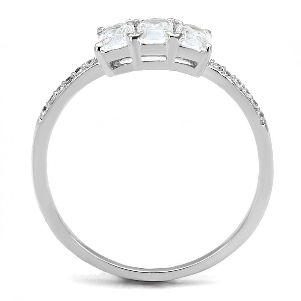 TS579 - Rhodium 925 Sterling Silver Ring with AAA Grade CZ  in Clear-2