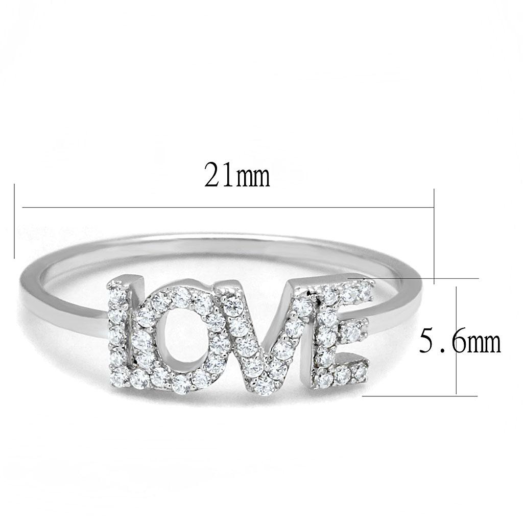 TS580 - Rhodium 925 Sterling Silver Ring with AAA Grade CZ  in Clear-1