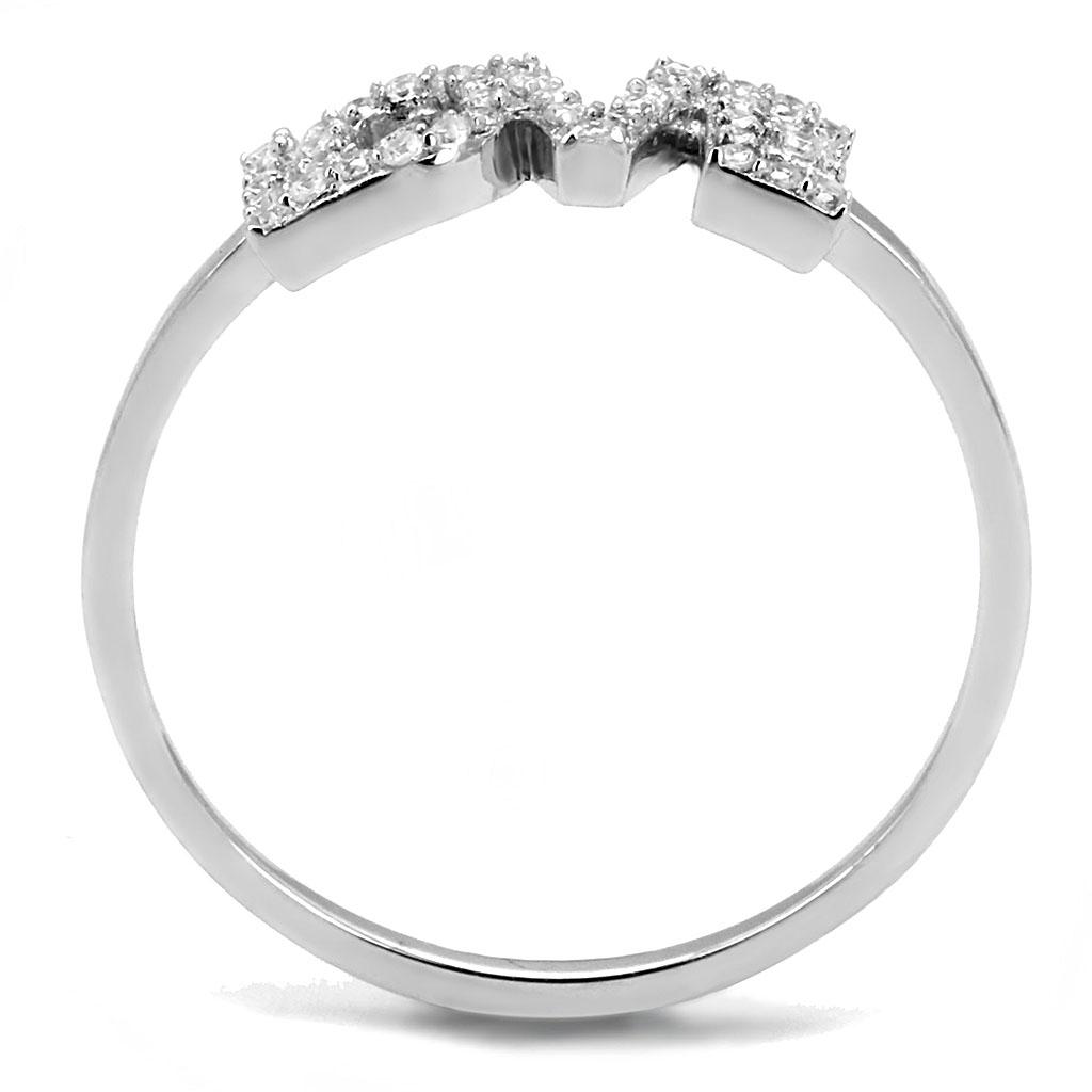 TS580 - Rhodium 925 Sterling Silver Ring with AAA Grade CZ  in Clear-2