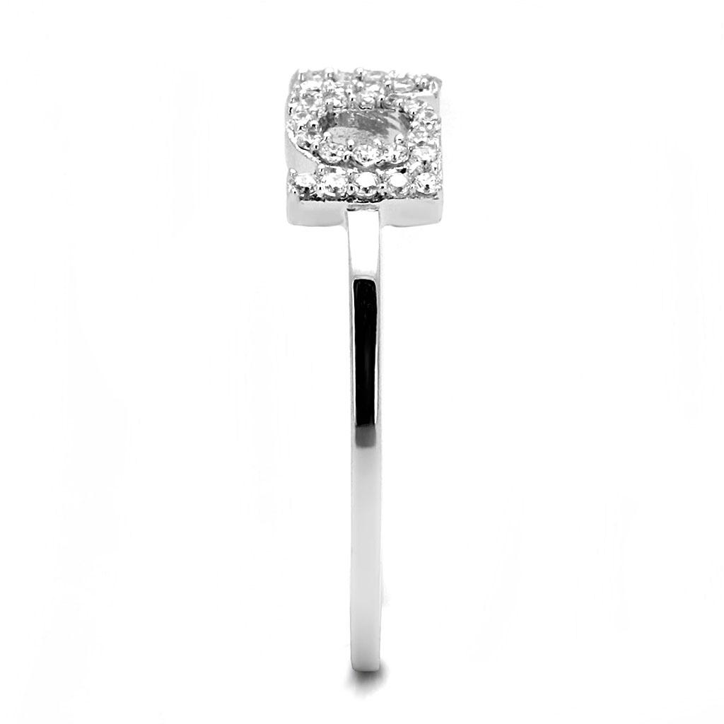 TS580 - Rhodium 925 Sterling Silver Ring with AAA Grade CZ  in Clear-3