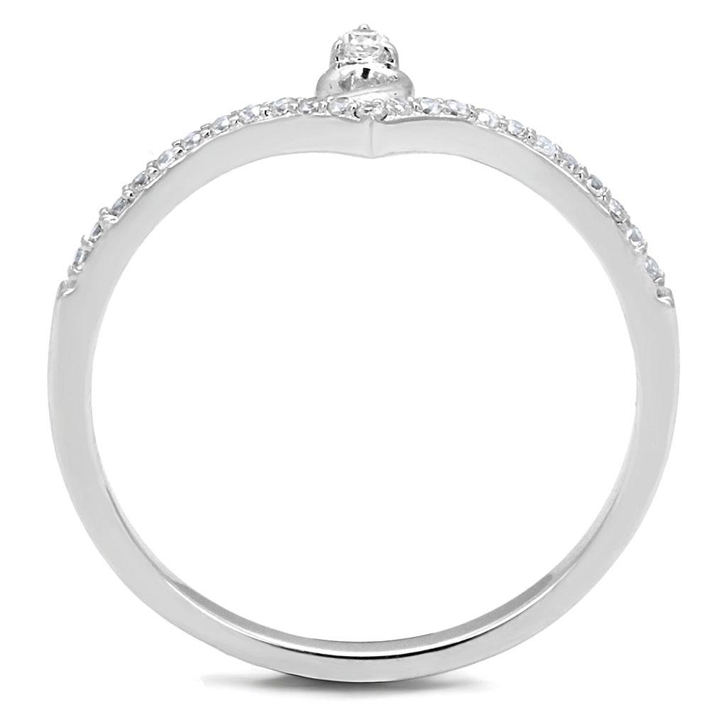 TS583 - Rhodium 925 Sterling Silver Ring with AAA Grade CZ  in Clear-2