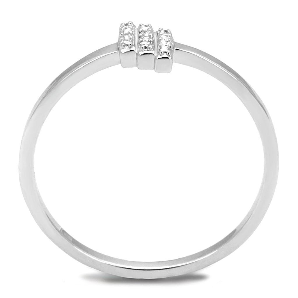 TS584 - Rhodium 925 Sterling Silver Ring with AAA Grade CZ  in Clear-2